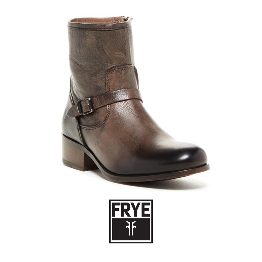 FRYE Lynn shirt strap boots 6 brown leather